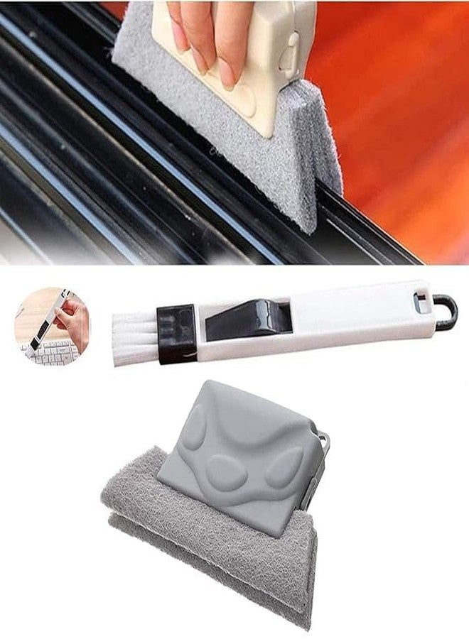 BRIGHTZONE Combo of Window Groove Frame Cleaning Brush and Dust Cleaning Brush for Window Slot Keyboard with Mini Dustpan Door Track Cleaning Brushes Dust Cleaner Tool for All Corners Edges and Gaps - Image 1